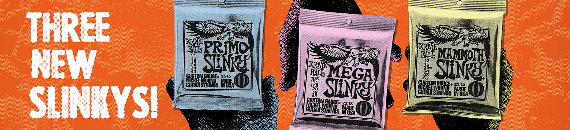 Nowe komplety strun od Ernie Ball: Primo, Mega & Mammoth Slinky