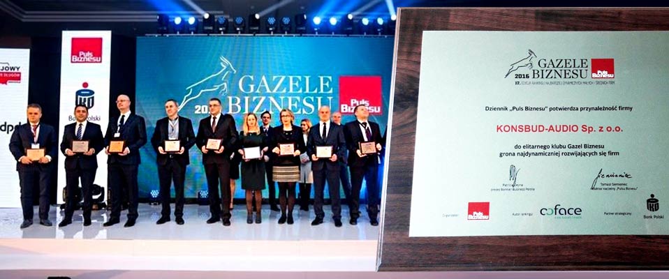 Nagroda "Gazele Biznesu" dla Konsbud Audio.