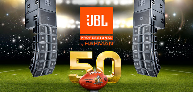 Systemy liniowe JBL VerTec nagłośniły 50 finał Super Bowl w USA