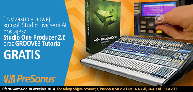 Studio One Producer 2.6 gratis przy zakupie mikserów StudioLive 