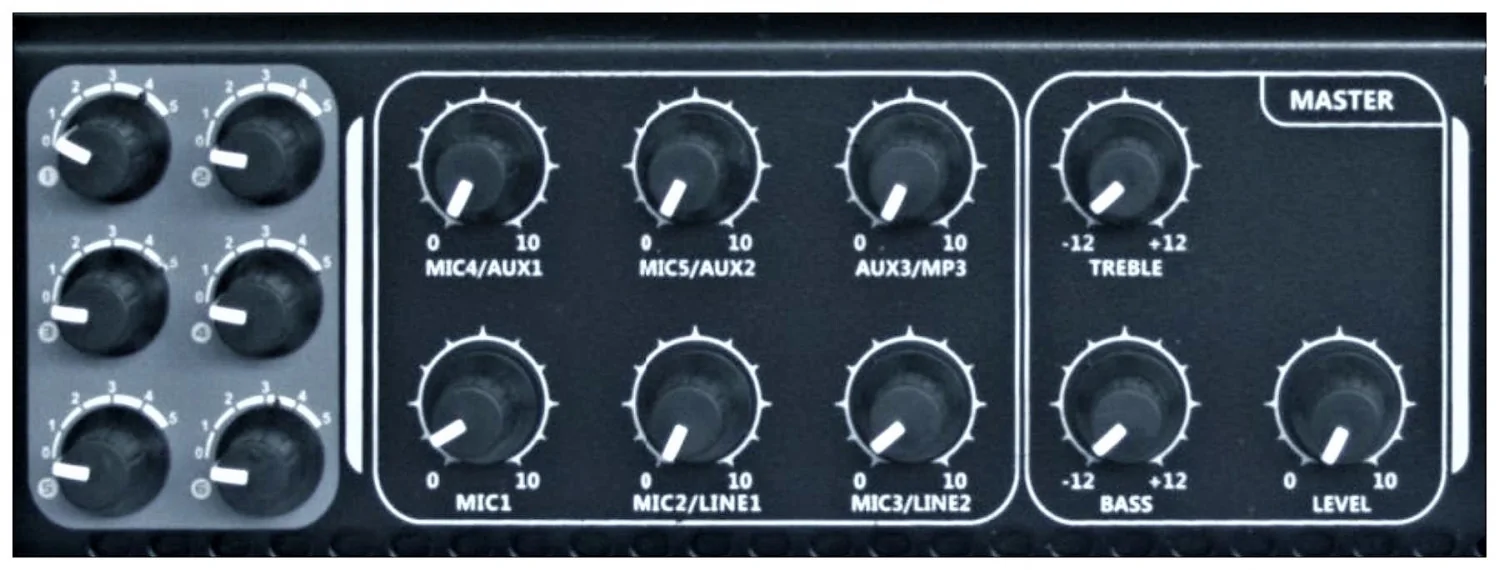 Monacor ZZMX6R - mikser dźwięku, 2 kanały mikrofonowe, DSP, odtwarzacz/rejestrator MP3 - zdjęcie 3