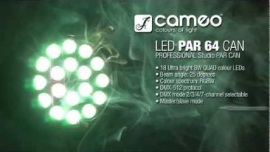 Cameo Light STUDIO PAR 64 CAN - 18 x 8W QUAD Colour LED PAR Can RGBW